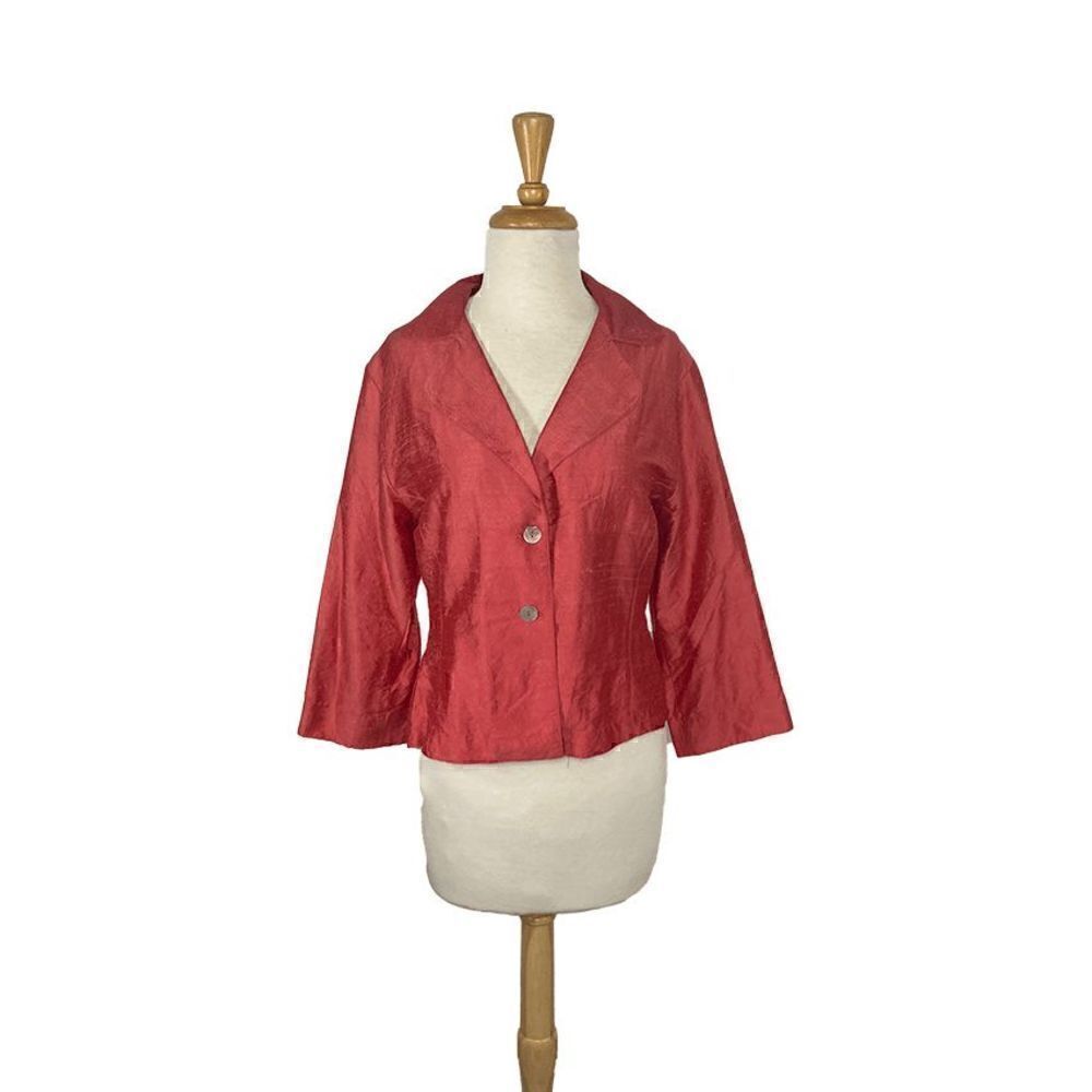 Kathleen Sommers 8 M Coral Pink Silk Blazer Jacket Art to Wear Church Evening